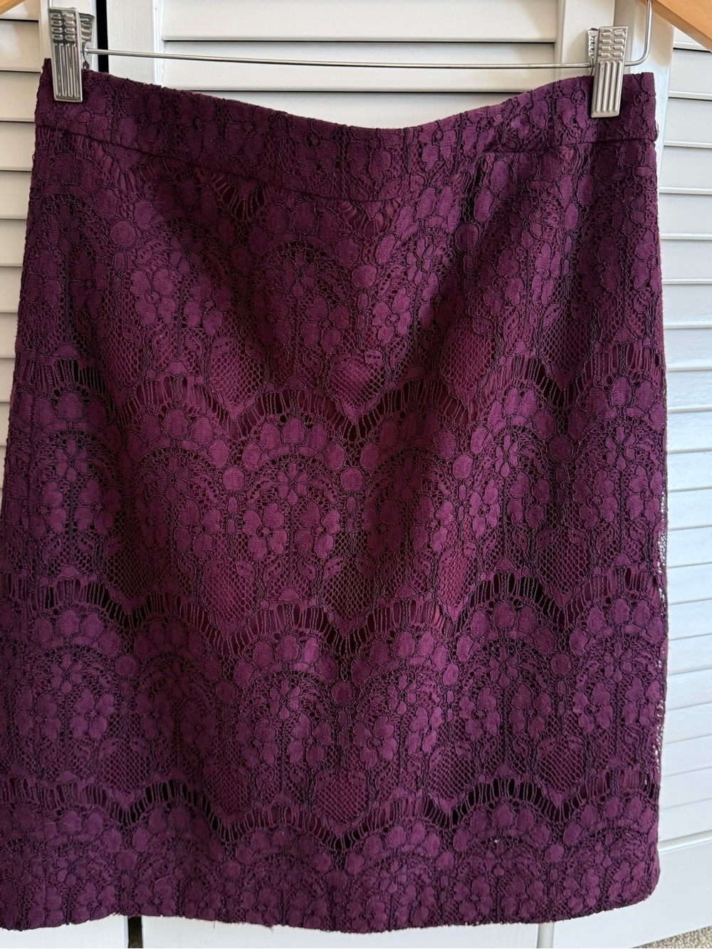 J. Crew Plum Lace Pencil Skirt